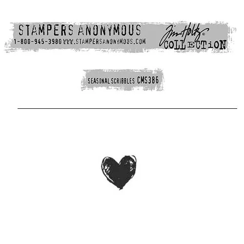 Tim Holtz Stampers Anonymous Christmas Mini Red Rubber Cling Stamp Seasonal Scribbles | Heart