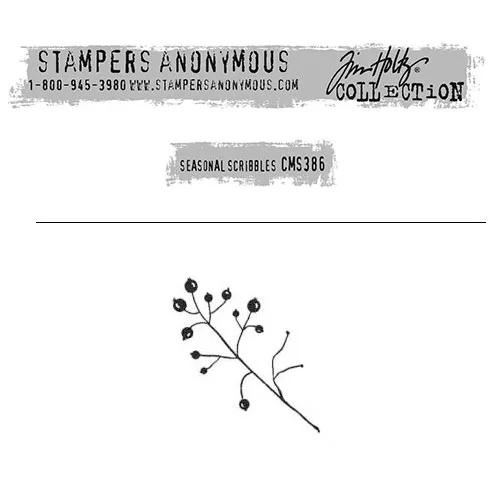 Tim Holtz Stampers Anonymous Christmas Mini Red Rubber Cling Stamp Seasonal Scribbles | Branch