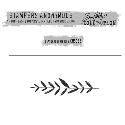 Tim Holtz Stampers Anonymous Christmas Mini Red Rubber Cling Stamp Seasonal Scribbles | Branch