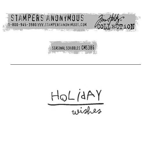 Tim Holtz Stampers Anonymous Christmas Mini Red Rubber Cling Stamp Seasonal Scribbles | Holiday Wishes