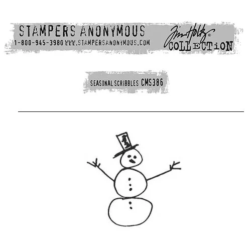 Tim Holtz Stampers Anonymous Christmas Mini Red Rubber Cling Stamp Seasonal Scribbles | Snowman