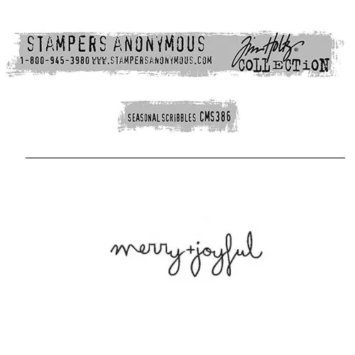 Tim Holtz Stampers Anonymous Christmas Mini Red Rubber Cling Stamp Seasonal Scribbles | Merry Joyful