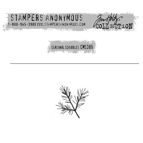 Tim Holtz Stampers Anonymous Christmas Mini Red Rubber Cling Stamp Seasonal Scribbles | Pine Leaves