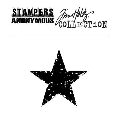 Tim Holtz | Stampers Anonymous Wood Mounted Red Rubber Stamp Star Silhouette