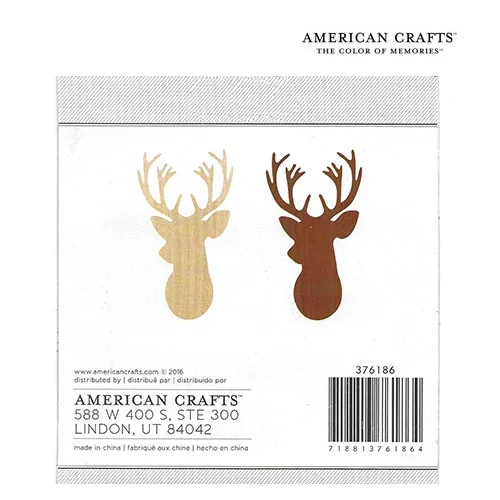 American Crafts Bits Wood Veneer Deer Christmas