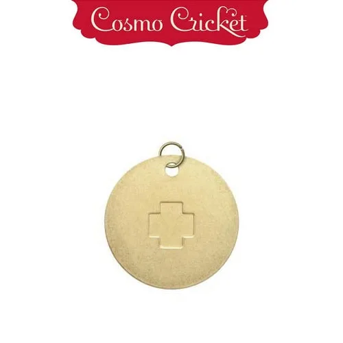 Cosmo Cricket Gold Metal Charm Embellishment Embossed Plus Sign