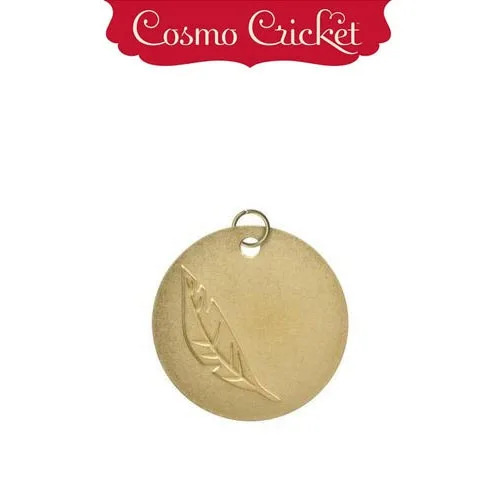 Cosmo Cricket Gold Metal Charm Embellishment Embossed Feather