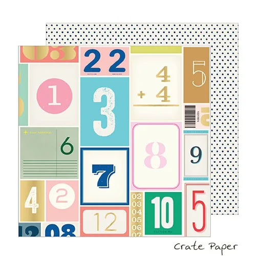 Crate Paper Patterned Paper Sheet Lucky Gold Foil Accents Sunny Days Collection by Maggie Holmes