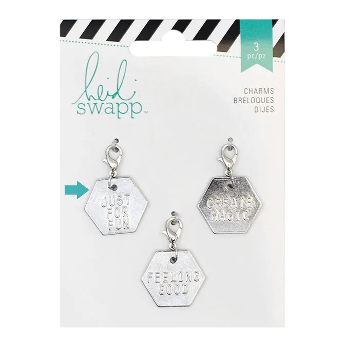 Heidi Swapp Metal Charm Hexagon [Just For Fun] Wanderlust Collection