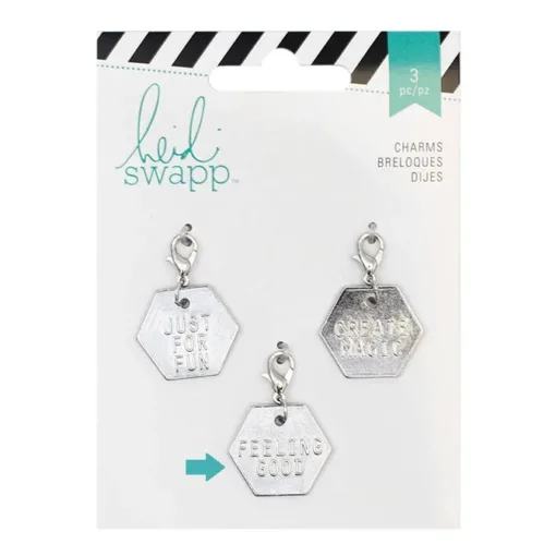 Heidi Swapp Metal Charm Hexagon [Feeling Good] Wanderlust Collection