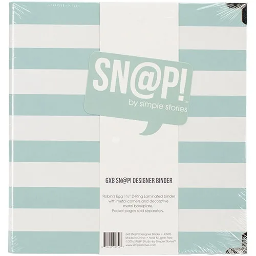 Simple Stories Snap Designer Binder 6x8 Robins Egg Stripe