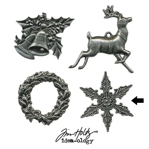 Tim Holtz Idea-ology Metal Star Charm Adornment Christmas