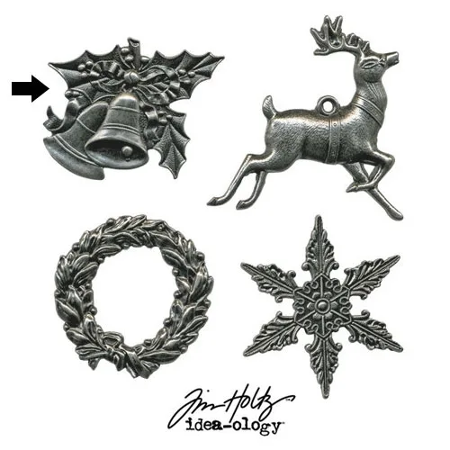Tim Holtz Idea-ology Metal Bells Charm Adornment Christmas