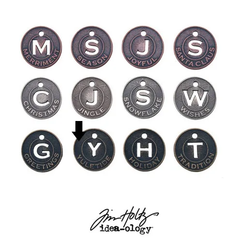 Idea-ology Tim Holtz Metal Brass Muse Token Yuletide Christmas