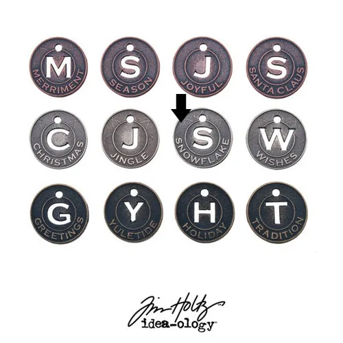 Idea-ology Tim Holtz Metal Antique Nickel Muse Token Snowflake Christmas