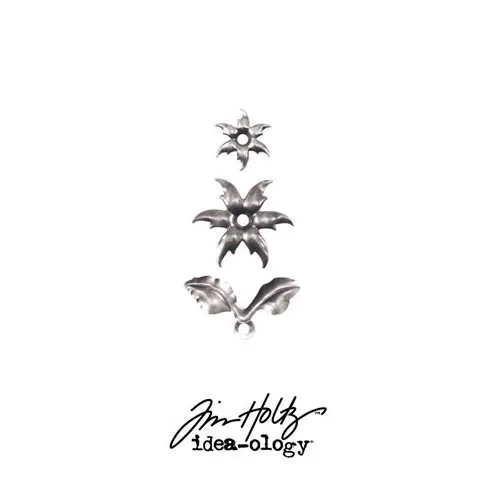 Idea-ology Tim Holtz Metal Foliage + Fastener Antique Nickel Holiday