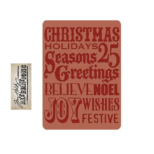 Sizzix Tim Holtz Alterations Texture Fades Embossing Folder Holiday Print A2 Large