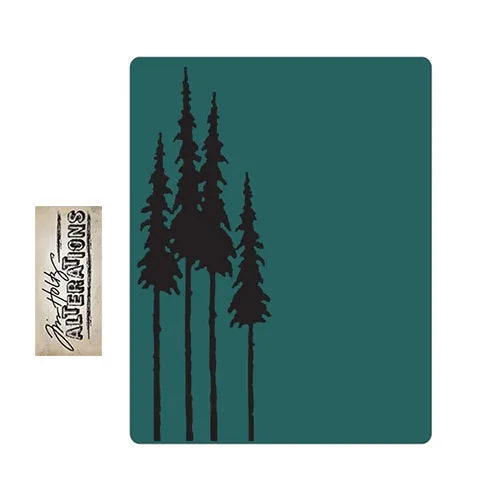 Sizzix Tim Holtz Alterations Texture Fades Embossing Folder Tall Pines A2 Large