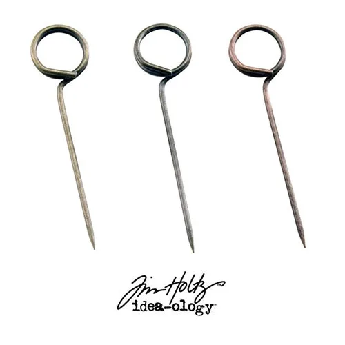Idea-ology Tim Holtz Metal Memo Pins Antique Nickel
