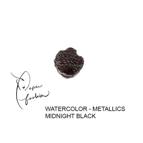 American Crafts Paper Fashion Watercolors Metallics Refill Pan Midnight Black
