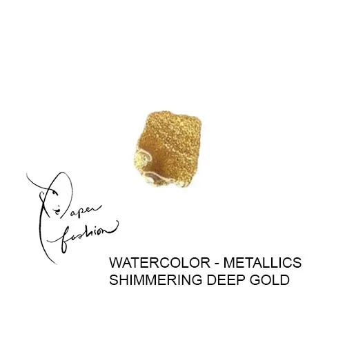 American Crafts Paper Fashion Watercolors Metallics Refill Pan Shimmering Deep Gold