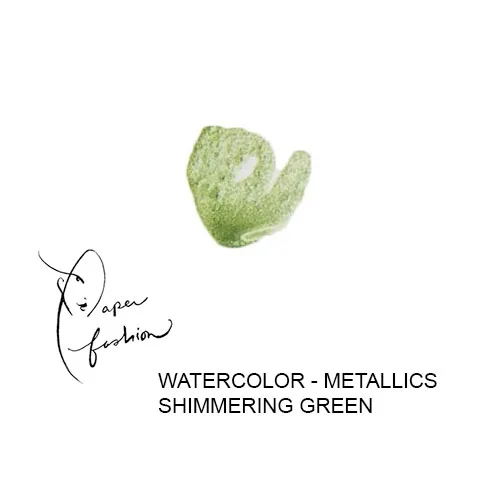 American Crafts Paper Fashion Watercolors Metallics Refill Pan Shimmering Green