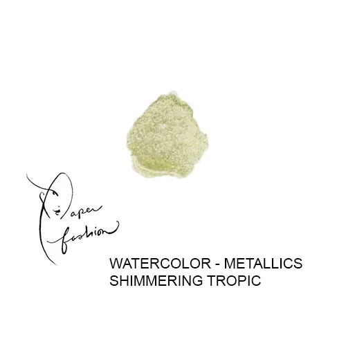 American Crafts Paper Fashion Watercolors Metallics Refill Pan Shimmering Tropic