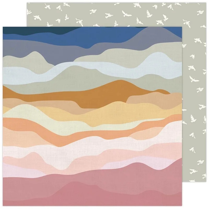 Pebbles Double-Sided Cardstock sheet 12×12 inch Vistas Peaceful Heart Collection by Jen Hadfield