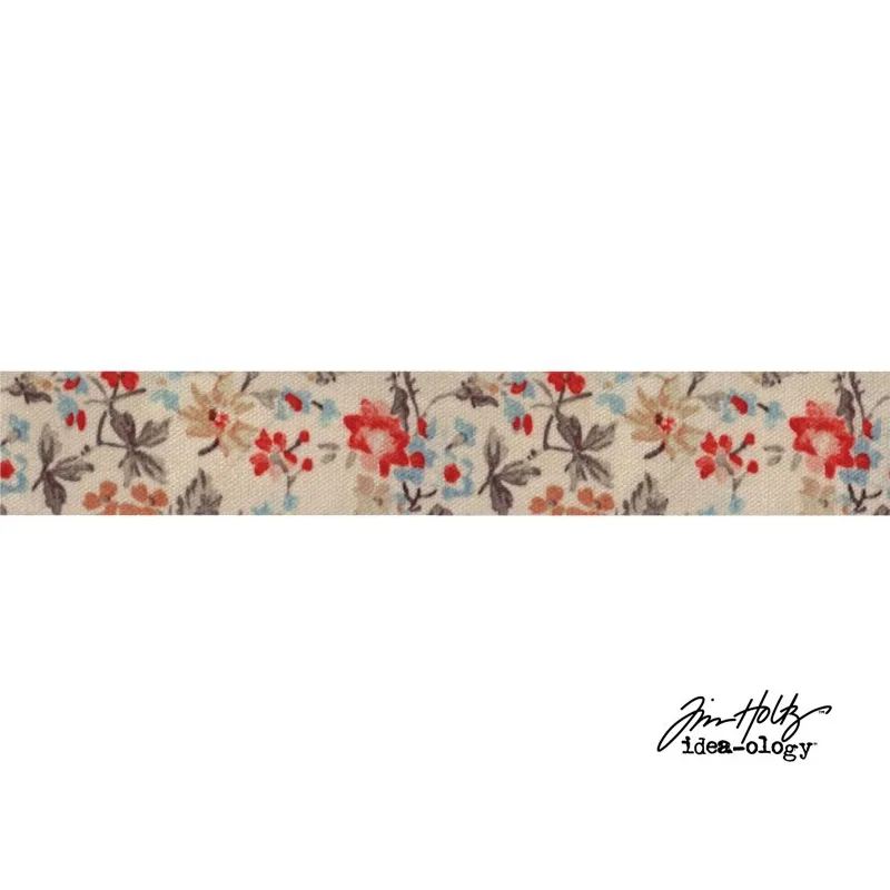 Advantus Idea-ology Linen Tape Floral Red Flowers by Tim Holtz