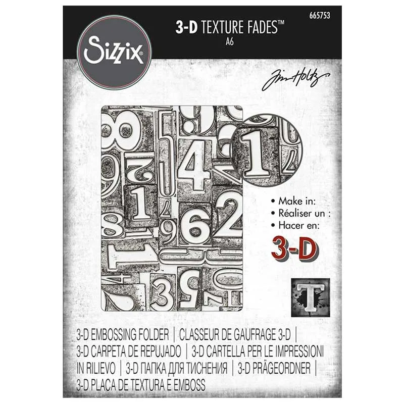 Sizzix Tim Holtz 3-D Texture Fades A6 Numbered